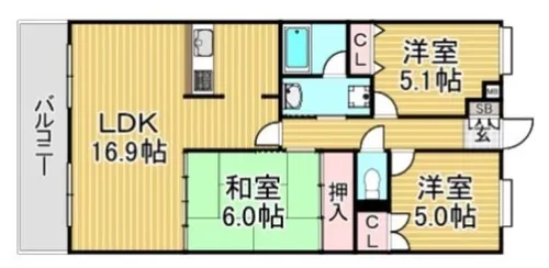 福岡県春日市上白水6丁目【マンション】の間取り