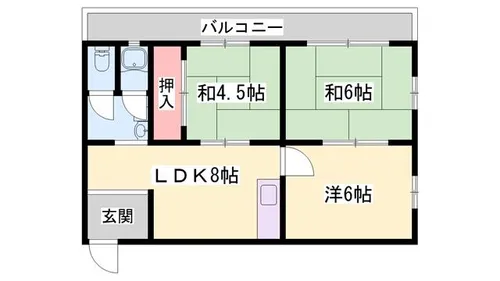 上月ハイツ【1-D号室】の間取り