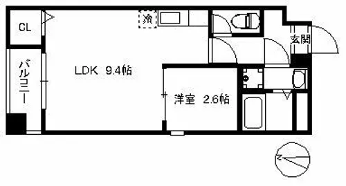 アリエスサン西新【2階】の間取り