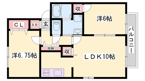 ハーベストウェルB棟【2階】の間取り