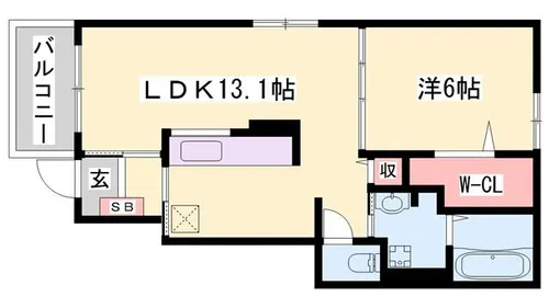 オイコスオニロ田井【104号室】の間取り