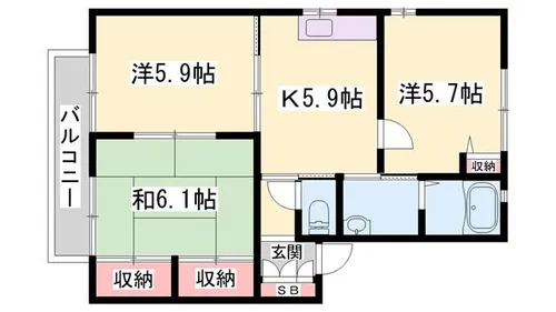 グリーンヒル今宿 B棟【2階】の間取り