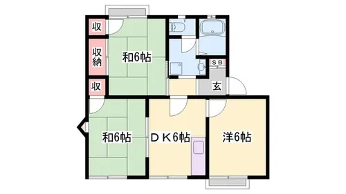 叶い坂【1-1号室】の間取り