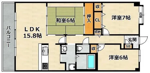 ルモングレース北鈴蘭台【7階】の間取り