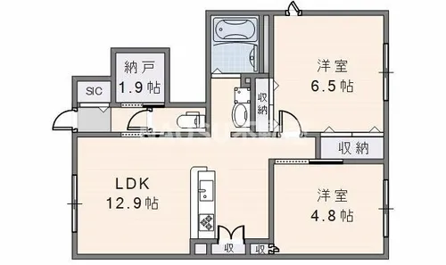 ラシーネ若江【101号室】の間取り