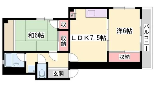 2LDKの間取り画像