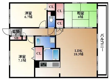 ファヴォール白壁【5階】の間取り