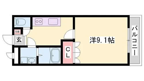 アビタシオン朝日【105号室】の間取り