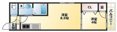 大阪府大阪市東住吉区矢田4丁目【アパート】の間取り