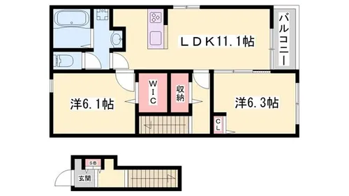 ハウオリエルア【201号室】の間取り