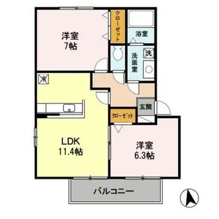 リビングタウン狭山池 D棟【2階】の間取り