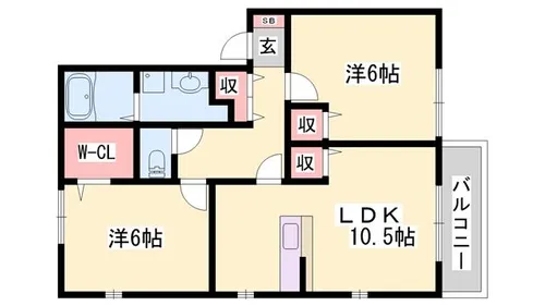 サンビレッジ瑞景E棟【2階】の間取り