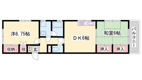 坂根ハイツ【201号室】の間取り