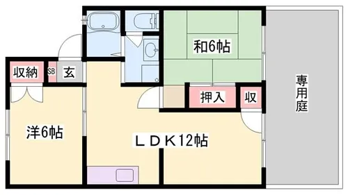ラ・ジュネスB【1階】の間取り