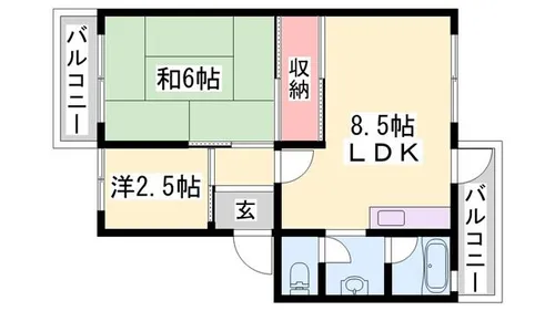 砥堀第2コーポラス【1階】の間取り
