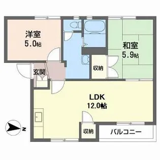 リバーサイドⅡ A【205号室】の間取り