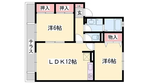 サニーハイツ田寺 B棟【103号室】の間取り