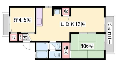 サンコーポ恵美酒B棟【2階】の間取り