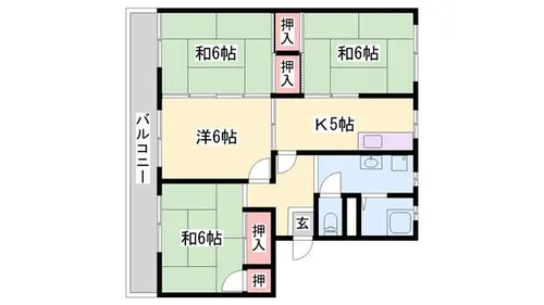 西夢前台ハイツ【5階】の間取り