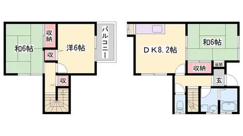 平野組メゾネット【3号室】の間取り