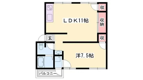 SISA野里2【1-4号室】の間取り