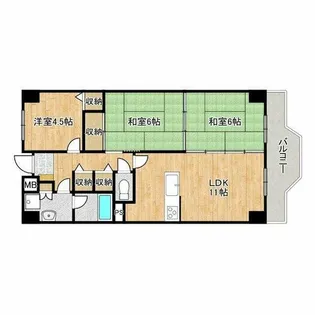 サウサリート貝塚【2階】の間取り