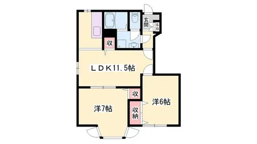 グリーンウィンドA【102号室】の間取り