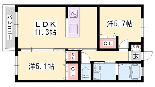 ローザンコート【201号室】の間取り