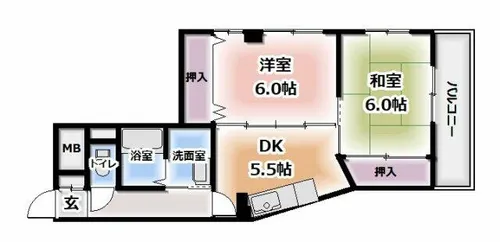 大阪府四條畷市大字岡山【マンション】の間取り