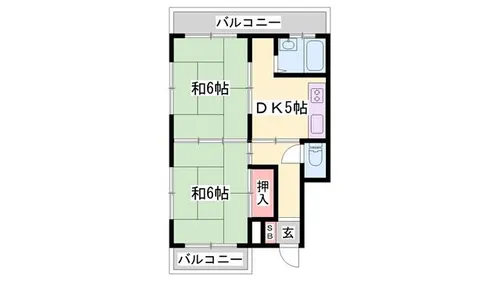 京口セントラルハイツ【2F-W号室】の間取り