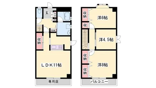 ルミエール龍野B棟【B-1号室】の間取り