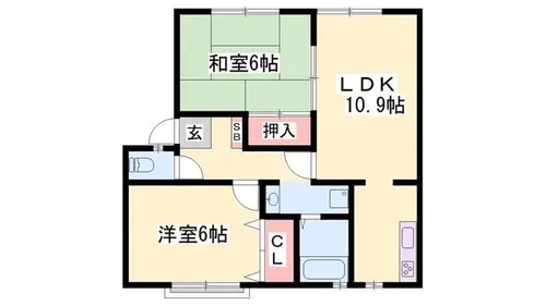 JAハイツ中西【202号室】の間取り