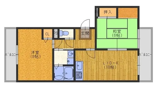 ヴィラヴェールB【2階】の間取り
