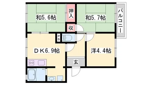 ガーデンハイツ緑ヶ丘 E棟【105号室】の間取り