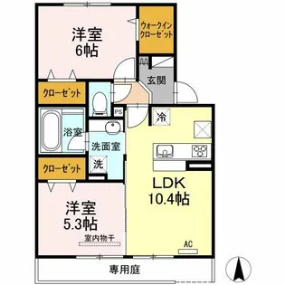 ボヌールⅡ【102号室】の間取り