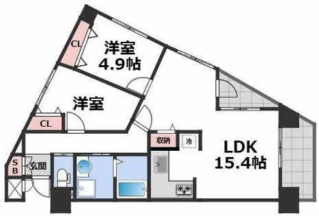 シャルマンフジ・リッツタ夕陽丘【2階】の間取り