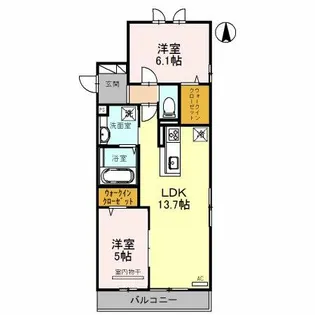 大阪府富田林市向陽台5丁目【アパート】の間取り