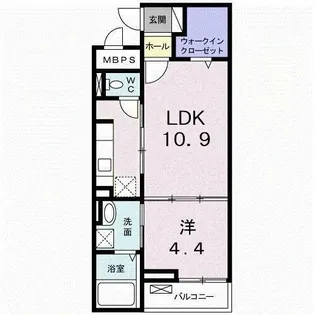 クレメントウエストクルメ【1階】の間取り