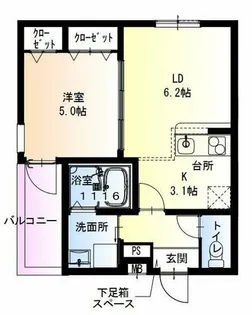 フジパレス加美東Ⅱ番館【3階】の間取り