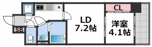 SERENiTE本町エコート【4階】の間取り