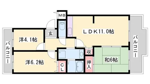 サニーハイツ嵐山【203号室】の間取り