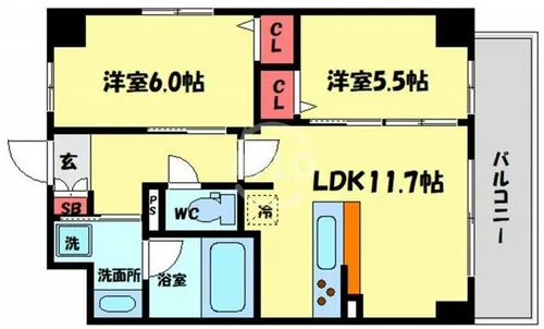 アベニール鷺洲【1階】の間取り