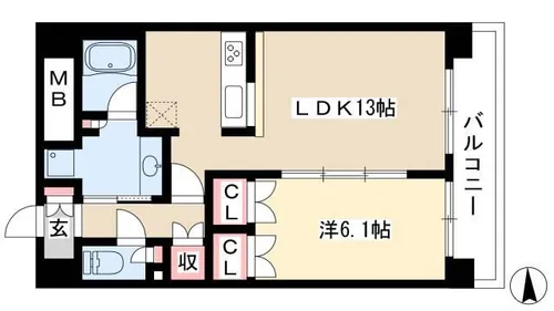 1LDKの間取り画像