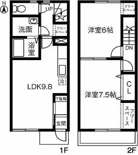 愛知県刈谷市松坂町1丁目【テラスハウス】の間取り