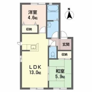 マインドハイツ辻井 B棟【102号室】の間取り