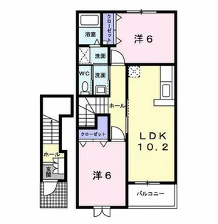 サンデリアーナB【2階】の間取り