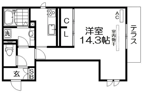 ウィステリア岡山手【1階】の間取り