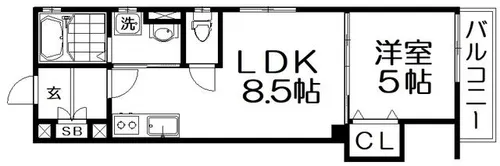 クリエオーレ郡津Ⅱ【101号室】の間取り