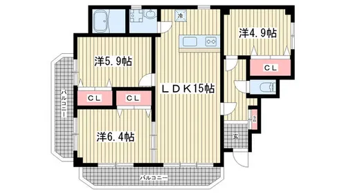 ラムール籠池【A-2号室】の間取り