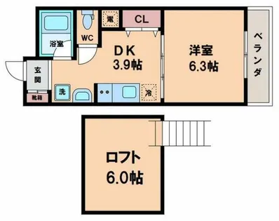 1DKの間取り画像